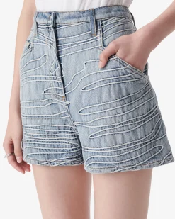 EMBROIDERED DENIM SHORTS