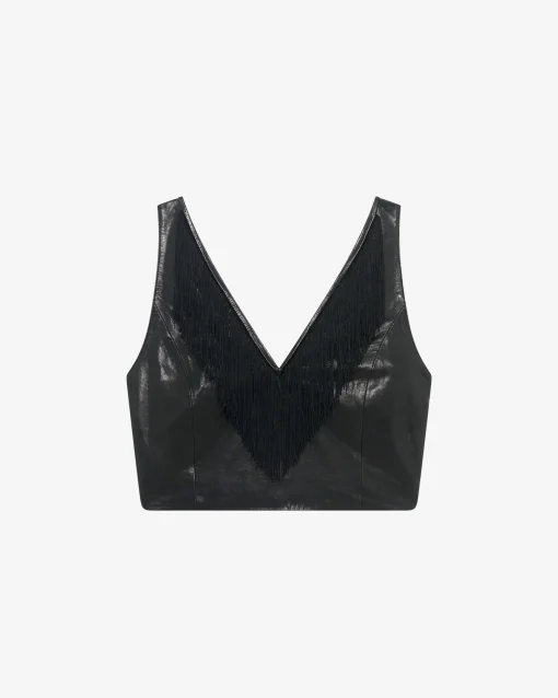 FRINGED LEATHER TOP