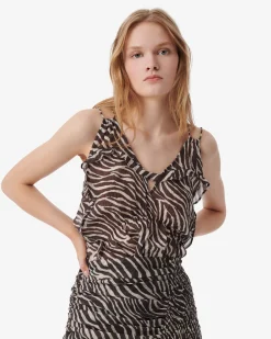 PRINTED V-NECK TOP