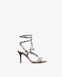 PYTHON HEELED SANDALS