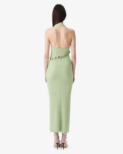 RIBBED HALTER DRESS