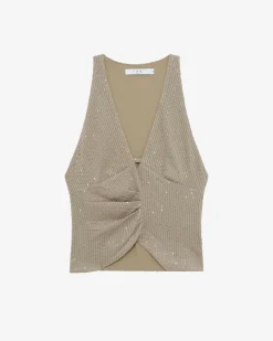 SEQUINNED V-NECK TOP