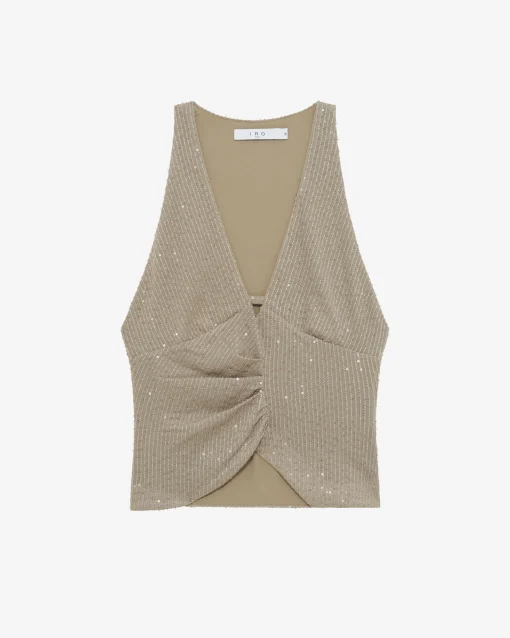 SEQUINNED V-NECK TOP