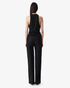 SEQUINNED V-NECK TOP