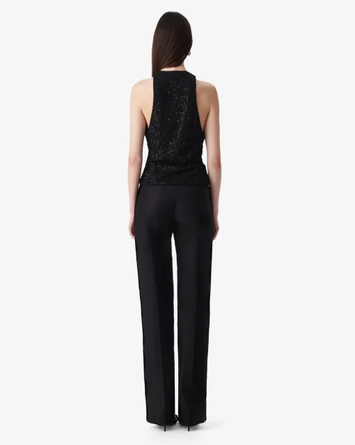 SEQUINNED V-NECK TOP