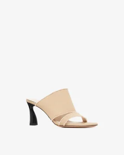 TOILE HEEL MULES